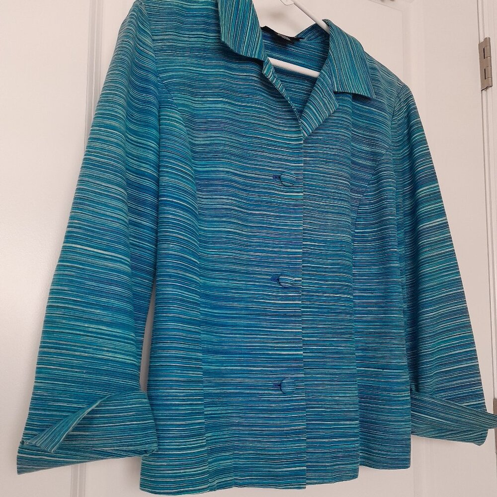 Peck & Peck Silk Blend Casual Jacket in Shades of Blue, Size 10